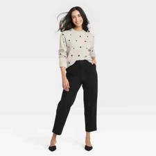 A New Day Women's Size 4 High Rise Pleat Front Ankle Chino Pants Black