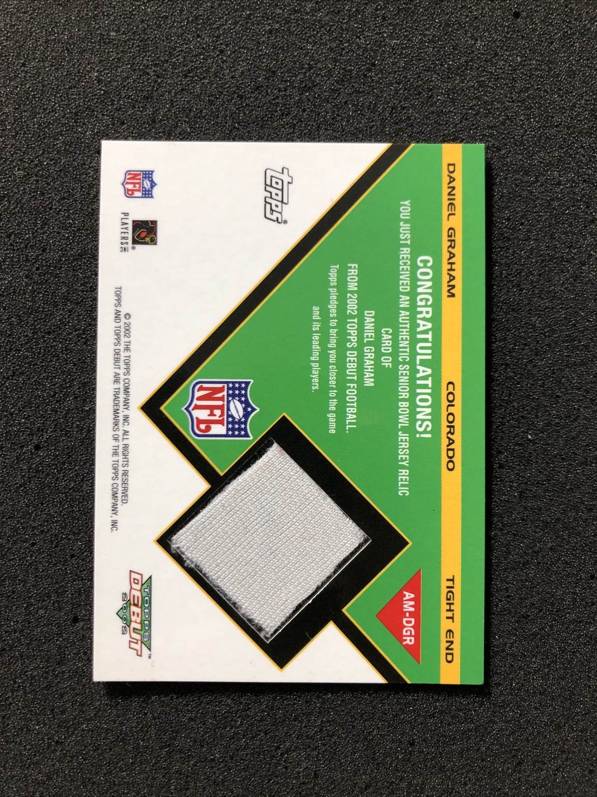 2002 Topps Debut DANIEL GRAHAM #AM-DGR All-Star Material GAME-USED JERSEY CARD view 4