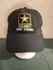 U.S Go Army Strong Cap Hat Black Mens Adjustable Embroidered Star On Forehead