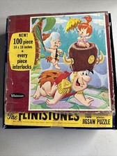 Vintage Flintstones 100 Piece Puzzle Not Original Box Just Front. All Pieces
