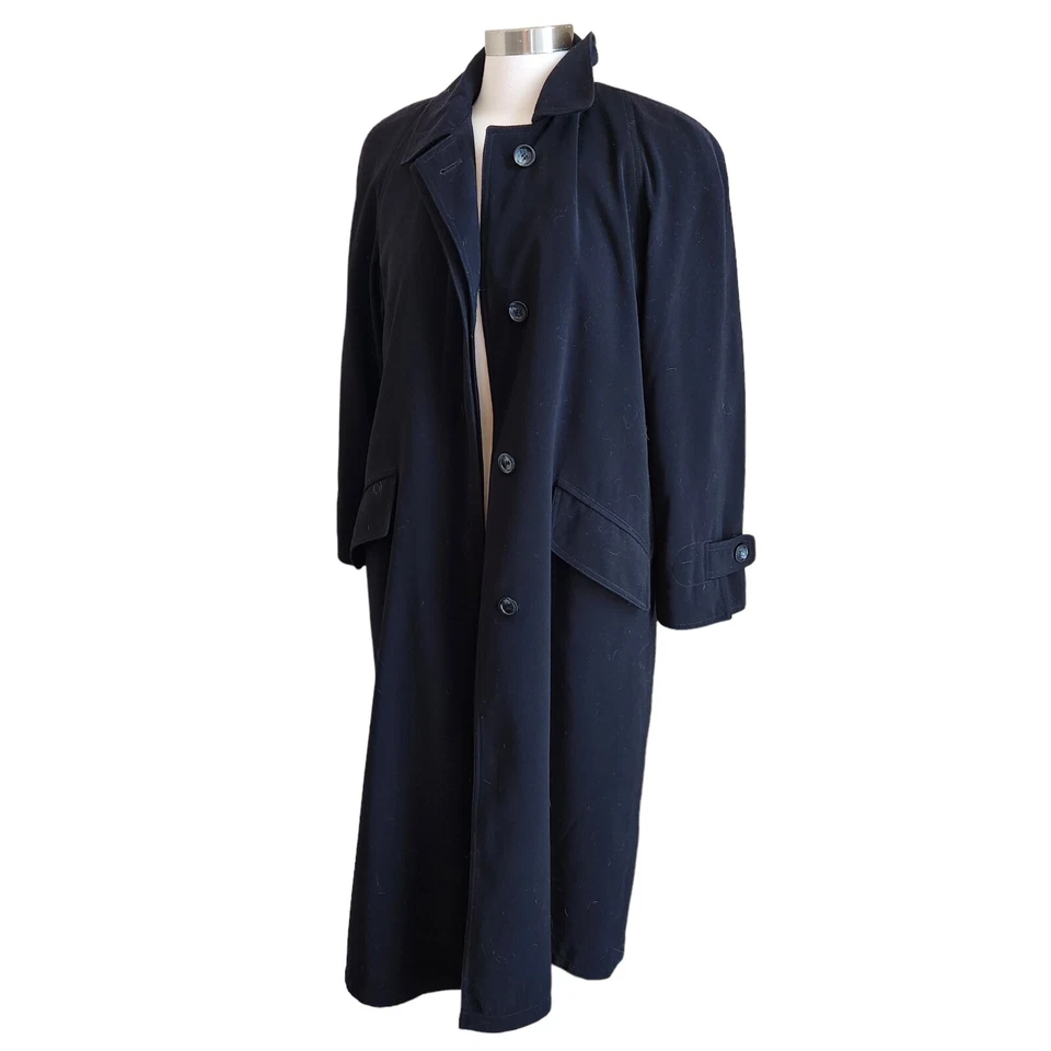 Gabardina para mujer Regent Park larga talla 6P negra manga larga botón delantero Foto 3 de 4