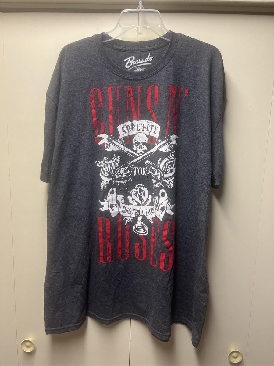 Guns N Roses Shirt Men's 3XL Grey Colorful Big Graphic Print Band