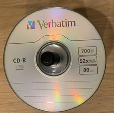 90 Verbatim Blank CD-R Logo Branded 52X 700MB 80min Recordable Media Disc
