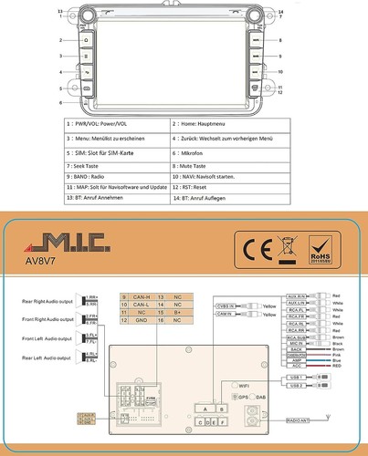 M.I.C. AV8V7-Ultra Android 12 Autoradio mit navi Qualcomm Snapdragon 665 8G+256G - Bild 9 von 9