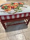 Antique French Country Victorian Needlepoint Handmade Bench/high Stool