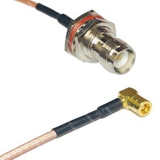RG316 RP-TNC FEMALE BULKHEAD to SMB FEMALE ANGLE RF Cable Rapid-SHIP LOT