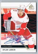 2018-19 SP GAME USED DYLAN LARKIN AUTO PATCH 3 COLORS 2/5 DETROIT RED WINGS #17