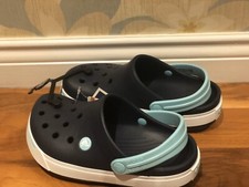 New Crocs Kids Crocband II Slip On Clog Girls Boys Navy/ Blue Shoes Size J 2