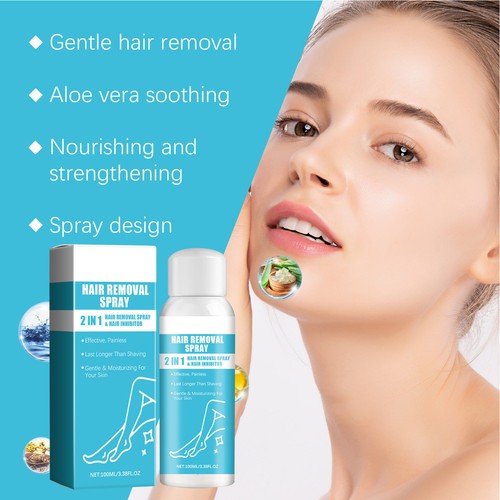 Hair Removal Spray Stop Hair Growth Inhibitor Remover for Face&Body - Foto 8 di 12