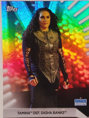 Tamina def Sasha Banks Rainbow Foil #6 Topps 2021 WWE Women's Divisi