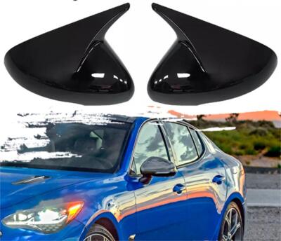 2x Black Mirror Caps Trim For Kia Stinger 2017-2023 Exterior Mirror Housing
