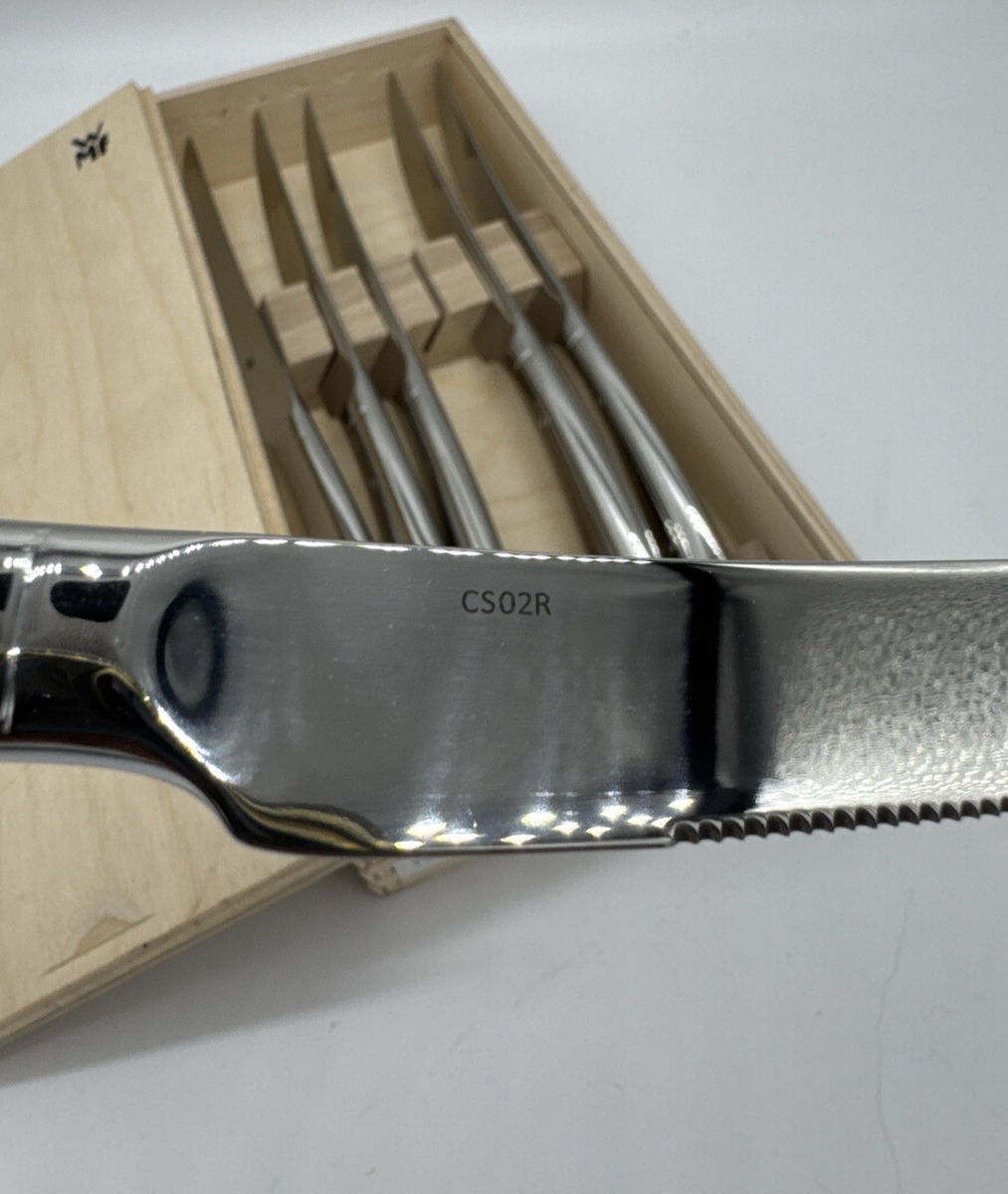 WMF 6-Piece Stainless Steel Steak Knives Set with Wooden Gift Box