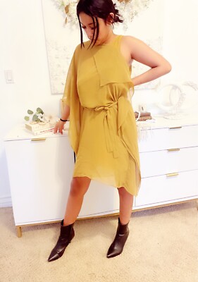 NEW BCBG MAXAZRIA ONE SHOULDER BELTED CHIFFON DRESS SZ 6 | eBay