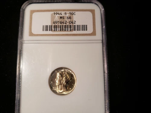 1944 S MERCURY DIME NGC MS 66 691642-042