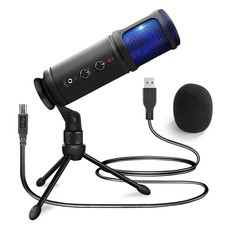 Pd Usb Gaming Microphone With Led Light, Headphone Jack & Desktop Stand - Pcm120