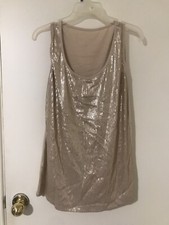 Vintage Mini Gold Sequins Long Tank Top Medium