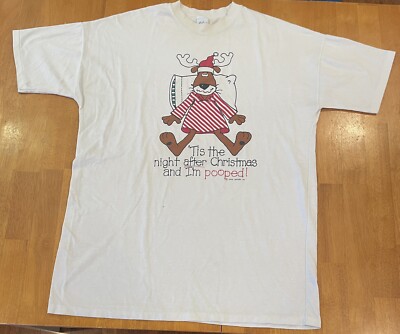 Vintage 90s Reindeer Night After Christmas Comedy Shirt XL
