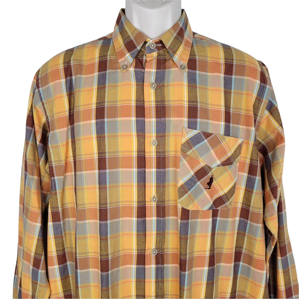 Vintage Marlboro Classics Button Up Shirt Mens Size Medium Plaid Logo Pocket - Image 2 of 4