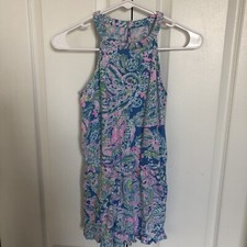 Lilly Pulitzer Girls Brienne Romper Size 12/14 Halter Top Built In Shorts