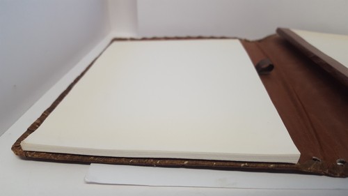 Embossed Leather Telephone Address Book Folder Tablet Fleur-de-Lis Vintage MCM - Picture 7 of 20