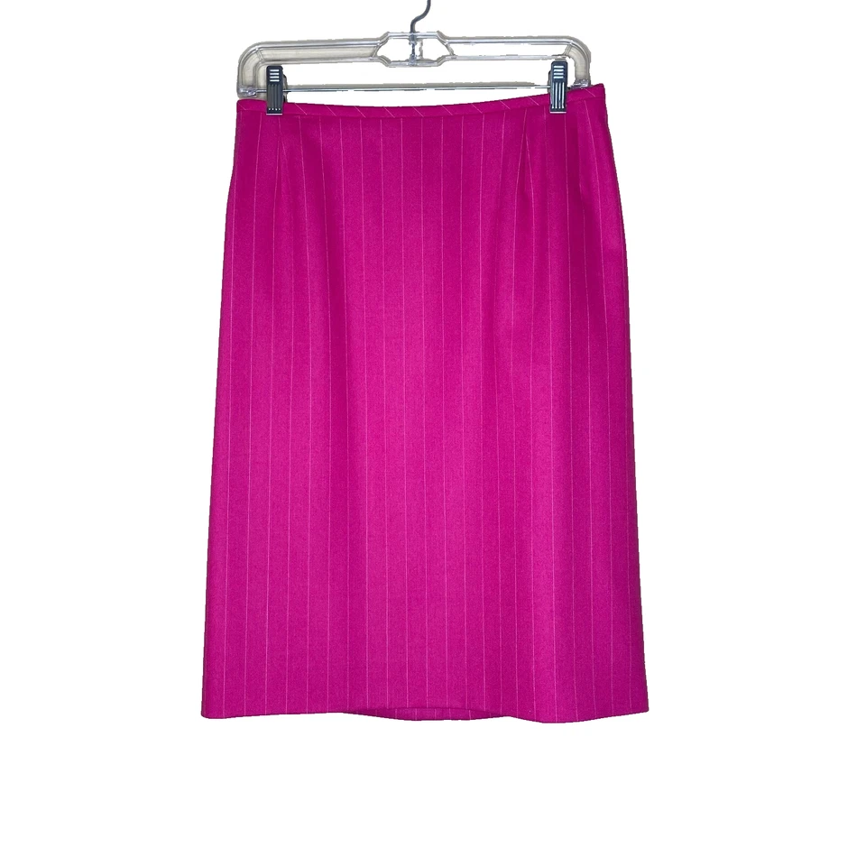 Traje falda yves saint laurent talla 42 rosa rayas vintage conjunto de 2 piezas francia Foto 3 de 4