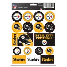 PITTSBURGH STEELERS 17 LOGO VINYL STICKER SHEET NEW WINCRAFT   