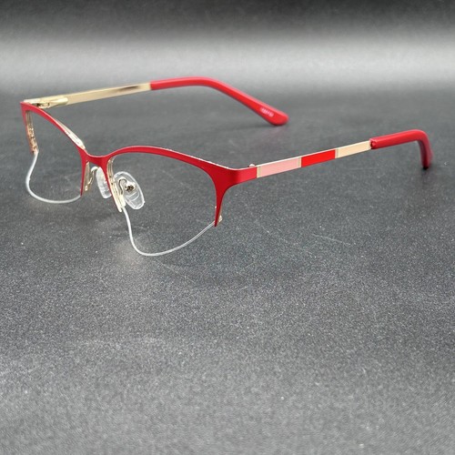 Zenni Optical 158718 Half-Rim Eyeglasses Frame Red Flex 51-16-135 EUC