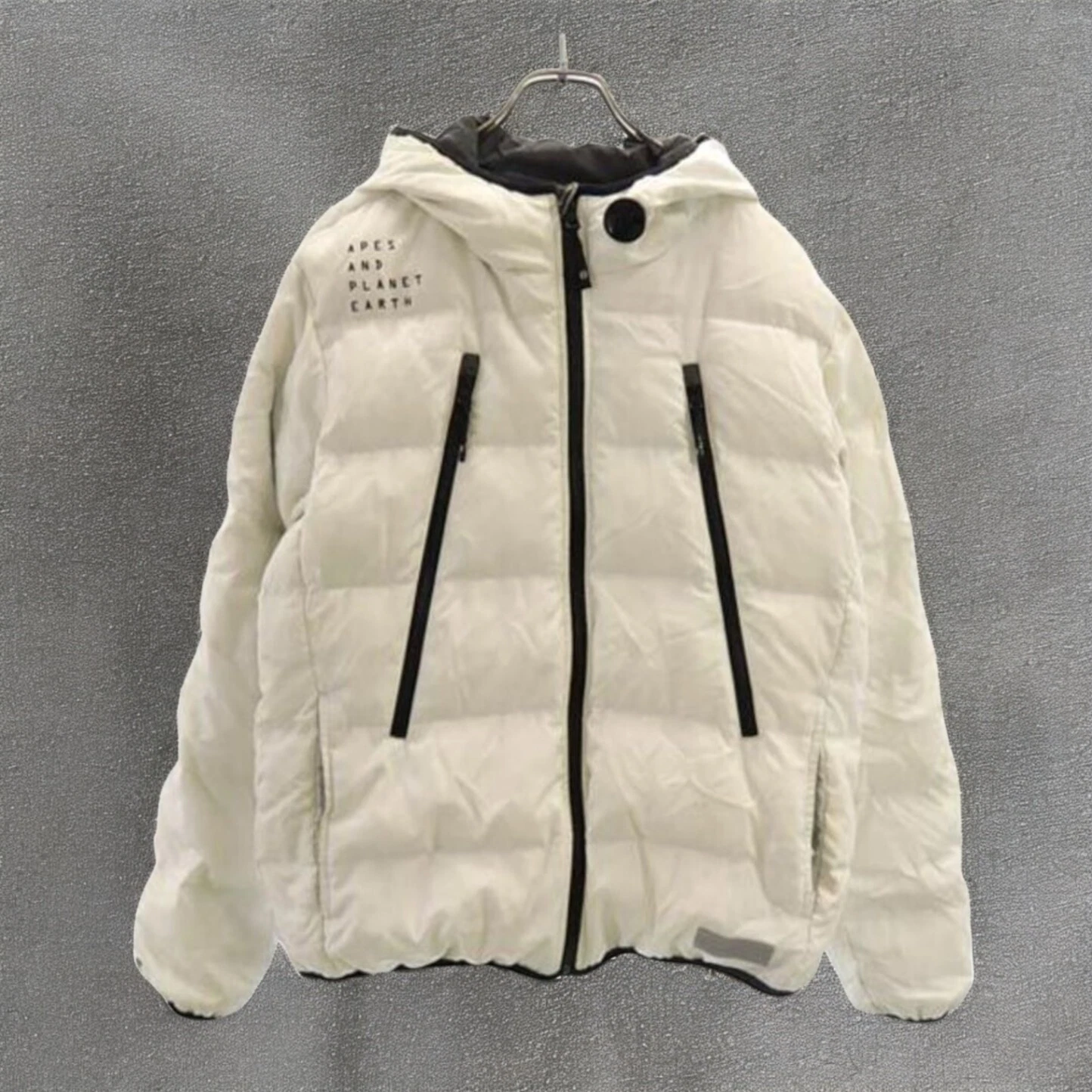 A BATHING APE (BAPE) AAPE Piumino Reversibile XL Bianco A BAGNO APE Logo Uomo #DL 17A