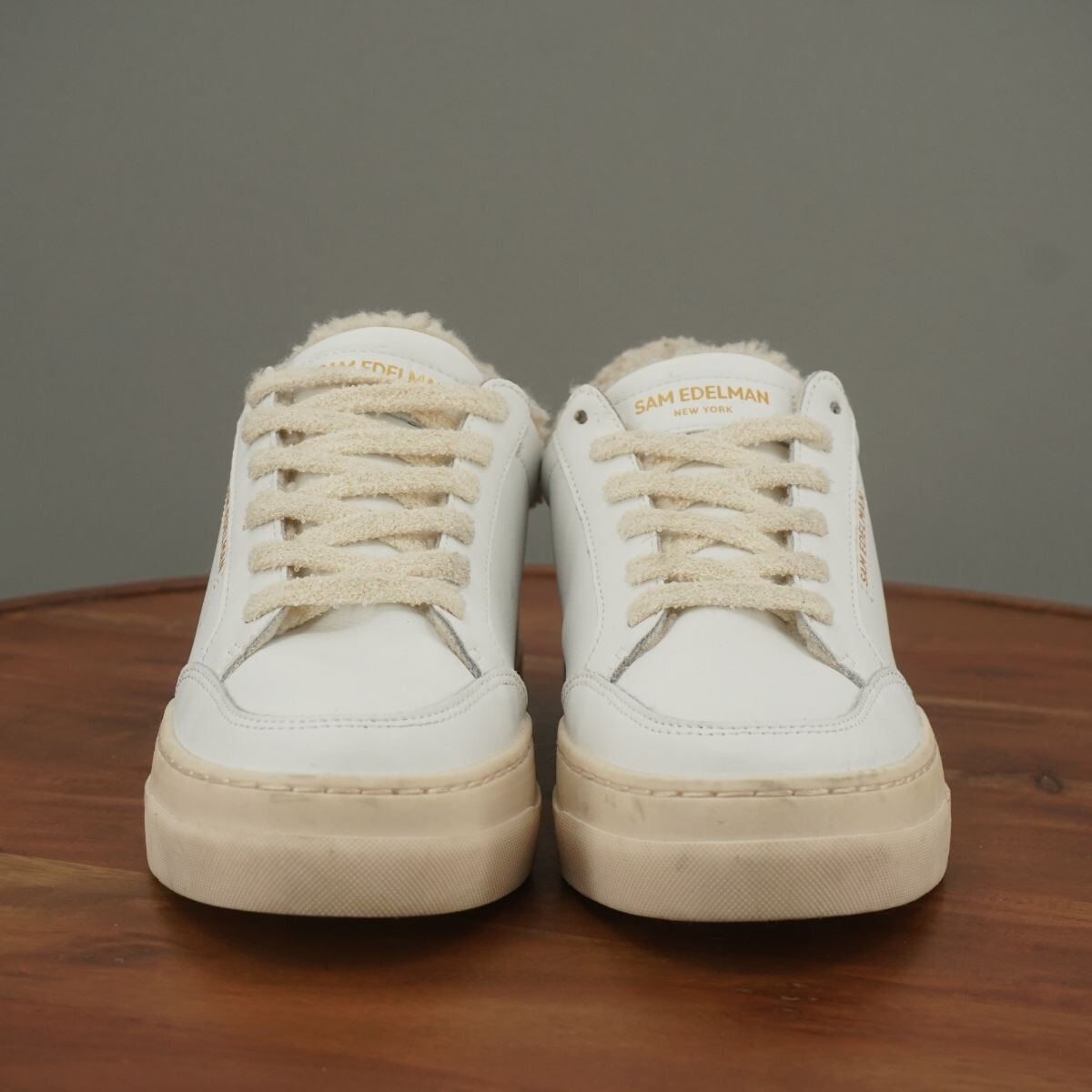 Sam Edelman Womens Wess Cozy Sneakers Shoes White Leather