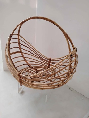 Vintage Bamboo Rattan Gathering Basket Mid-Century Made in Italy - Picture 5 of 12