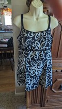 Excellent ROBBY LEN Swimfashions Black  White Swimdress Size 14