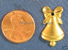 50pc Raw Brass Holiday Jingle Bells Ringing Charm 4825