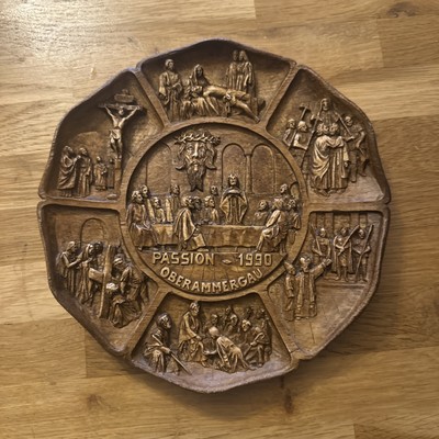 Rare German PASSION Play 1990 OBERAMMERGAU 3D Plaque Plate 9'' Resin Vintage 
