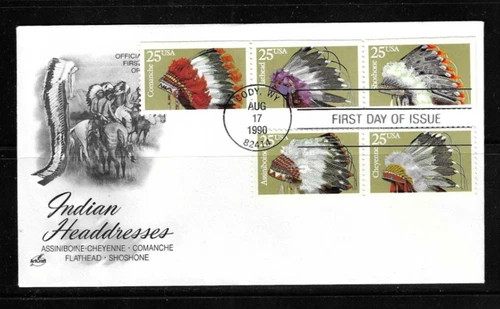 USA SC # 2505a Indian Headdresses FDC .  Artcraft cachet