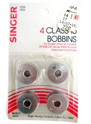 Vintage Singer Sewing Machine Bobbins Class 15 Item 2136 4 Pack New In Package