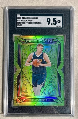 2023-24 Panini Obsidian - Nikola Jokić Electric Etch Green Flood /25 - SGC 9.5 