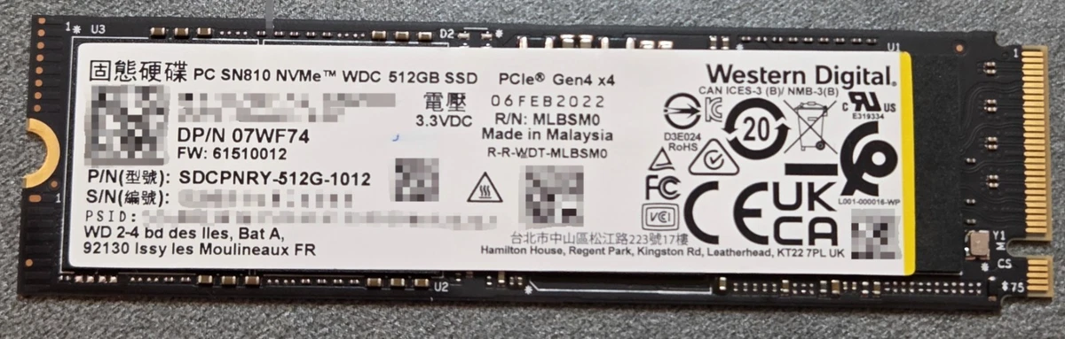 25+ Western Digital M.2 Interface 512 GB Solid State Drives for