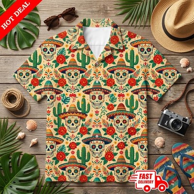 Cinco De Mayo Hawaiian Shirt For Men Women, Sombrero Skull Summer Beach Shirt