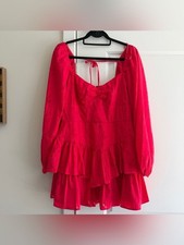 Francesca’s Red Floral Long Sleeve Tiered Mini Dress NWT, Women's Large