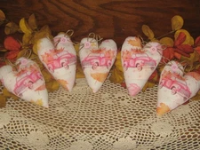 Fall Cottage Decor 5 Pink Truck Hearts Bowl Fillers Handmade Gift Wreath Accents