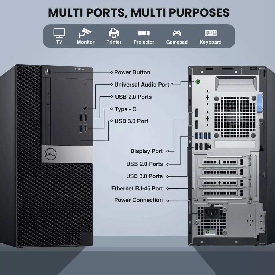 Dell Desktop Tower Computer PC i5, up to 32GB RAM 1TB SSD, Windows 11 or 10 WIFI - Image 2 of 4