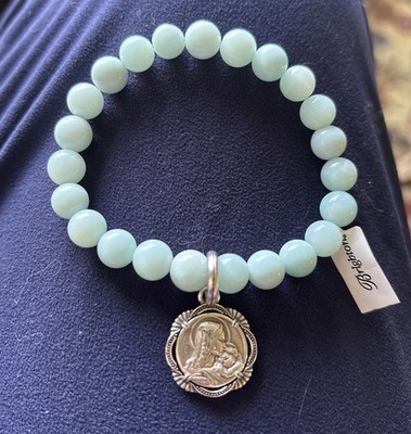 NWT Brighton Madonna & Child Amazonite Beaded Stretch Bracelet Charm