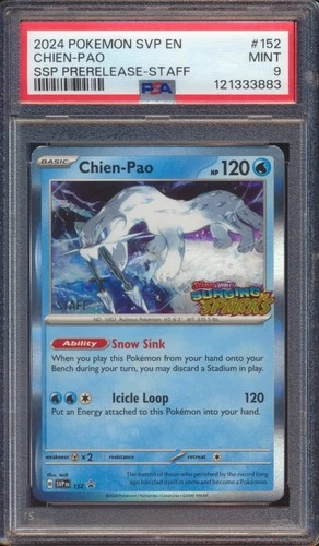 2024 POKEMON SURGING SPARKS CHIEN-PAO #152 STAFF PROMO PSA 9!