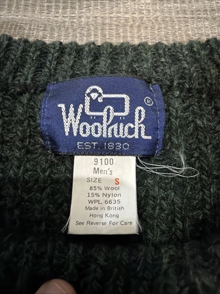 Vtg Woolrich Wool Nylon Suede Patch Sweater Green Style 9100 Sz S - Image 2 of 4