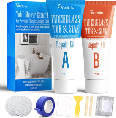 Tub Repair Kit White, Tub Chip and Bathtub Repair Kit for Enamel, Fiberglass, Ac