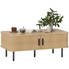 Coffee Table Storage & Sliding Tambour Doors Home Living Room Furniture