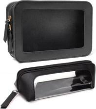 2Pcs Clear Makeup Bag Organizer, TSA Approved Portable Travel Toiletry Bag Set M