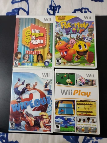 Lot Of 4 wii $10 Games CIB Price Is Right Pac Man Party Wii Play Wipeout 2 Nice