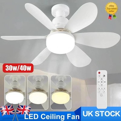 30/40W Moderner LED Deckenventilator mit Licht Dimmbar E27 Schlafzimmer Wohnzimmer Ventilator
