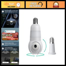 Wireless Security Camera Light Bulb, 360 Pan Tilt, Color Night Vision, Wi-Fi, I